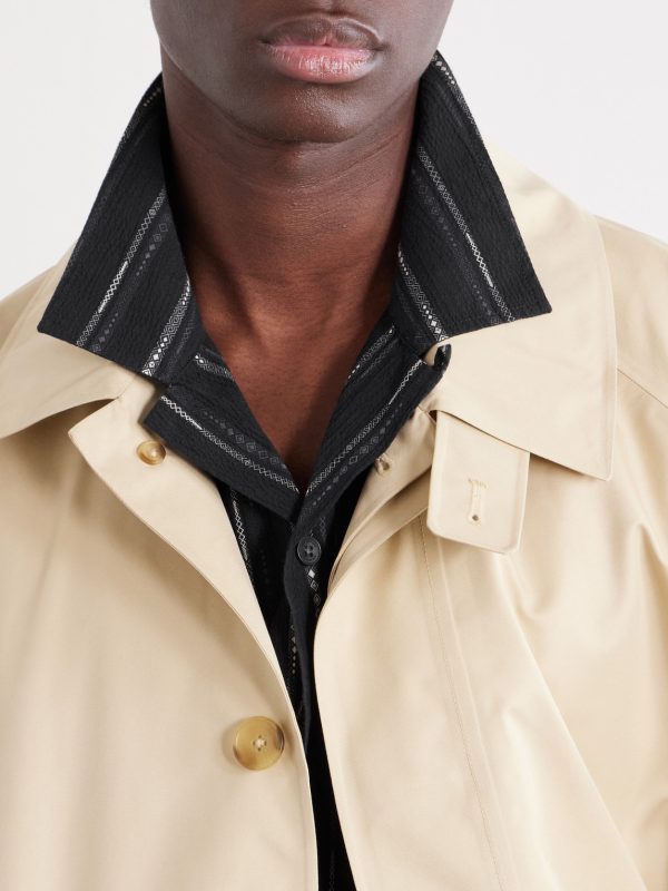 Camp-Collar Striped Cotton-Blend Jacquard Shirt - E1 Camp-Collar Striped Cotton-Blend Jacquard Shirt - E1