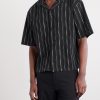 Camp-Collar Striped Cotton-Blend Jacquard Shirt - FR Camp-Collar Striped Cotton-Blend Jacquard Shirt - FR