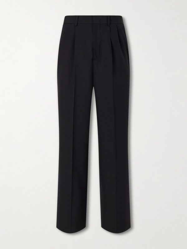 Straight-Leg Pleated Virgin Wool Trousers
