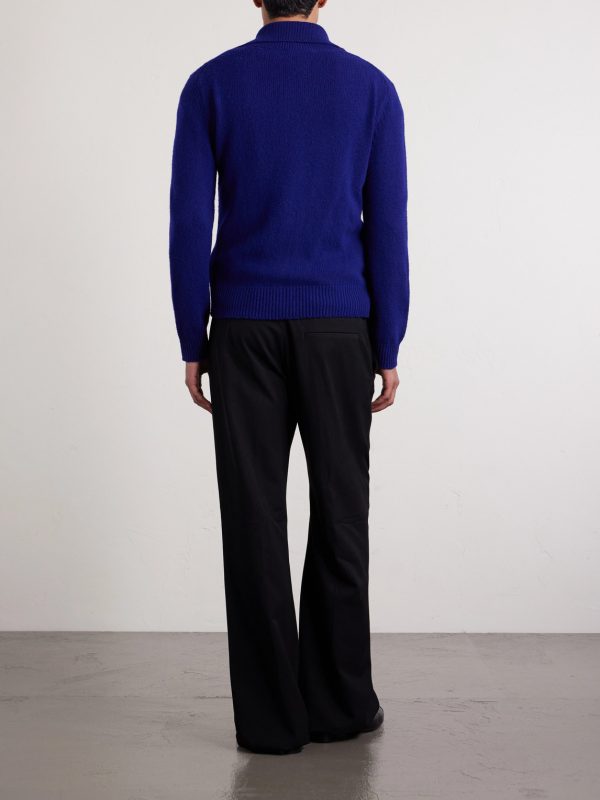 Zip-Up Wool- Blend Sweater - BK