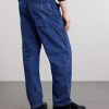 STONE ISLAND DENIM Straight-Leg Logo-Appliquéd Crinkled-Shell Trousers - BK STONE ISLAND DENIM Straight-Leg Logo-Appliquéd Crinkled-Shell Trousers - BK