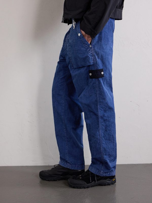 STONE ISLAND DENIM Straight-Leg Logo-Appliquéd Crinkled-Shell Trousers - CU STONE ISLAND DENIM Straight-Leg Logo-Appliquéd Crinkled-Shell Trousers - CU