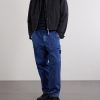 STONE ISLAND DENIM Straight-Leg Logo-Appliquéd Crinkled-Shell Trousers - OU STONE ISLAND DENIM Straight-Leg Logo-Appliquéd Crinkled-Shell Trousers - OU