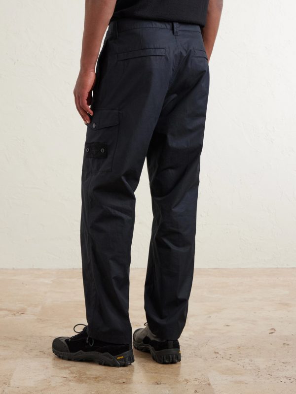 STONE ISLAND GHOST Straight-Leg Logo-Appliquéd Cotton-Canvas Cargo Trousers - BK STONE ISLAND GHOST Straight-Leg Logo-Appliquéd Cotton-Canvas Cargo Trousers - BK