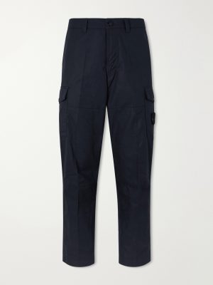 STONE ISLAND GHOST Straight-Leg Logo-Appliquéd Cotton-Canvas Cargo Trousers STONE ISLAND GHOST Straight-Leg Logo-Appliquéd Cotton-Canvas Cargo Trousers