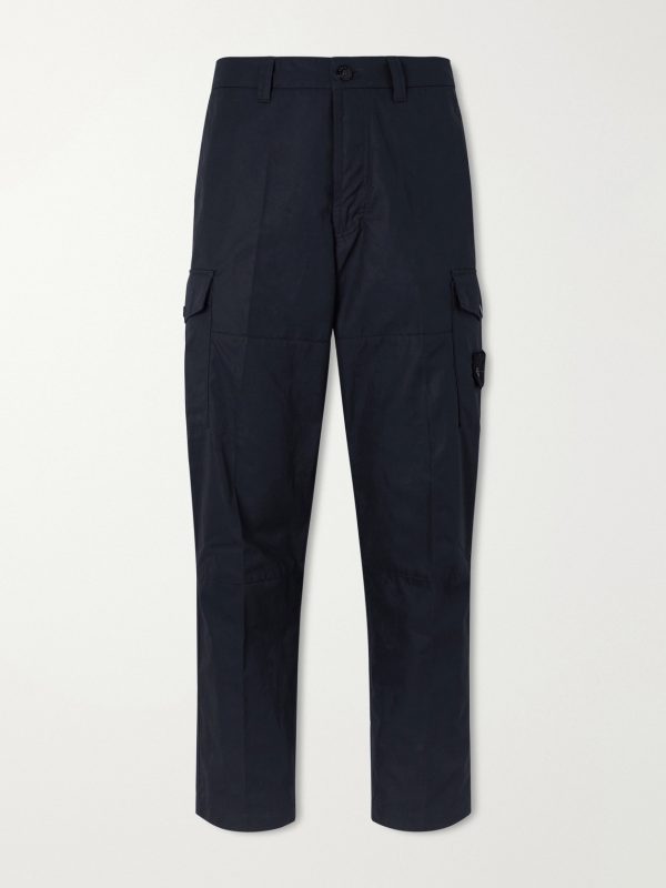 STONE ISLAND GHOST Straight-Leg Logo-Appliquéd Cotton-Canvas Cargo Trousers STONE ISLAND GHOST Straight-Leg Logo-Appliquéd Cotton-Canvas Cargo Trousers