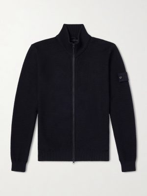STONE ISLAND GHOST Cotton and Cashmere-Blend Zip-Up Cardigan