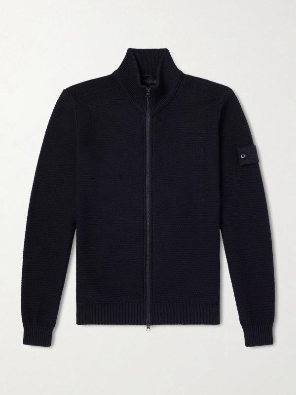 STONE ISLAND GHOST Cotton and Cashmere-Blend Zip-Up Cardigan