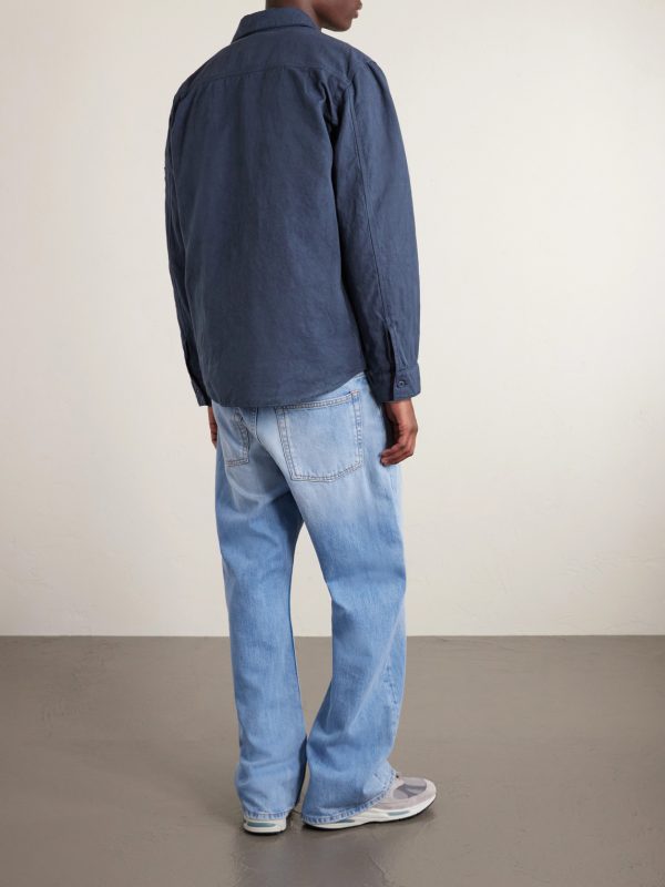 STONE ISLAND GHOST Garment-Dyed Cotton and Linen-Canvas Overshirt - BK STONE ISLAND GHOST Garment-Dyed Cotton and Linen-Canvas Overshirt - BK