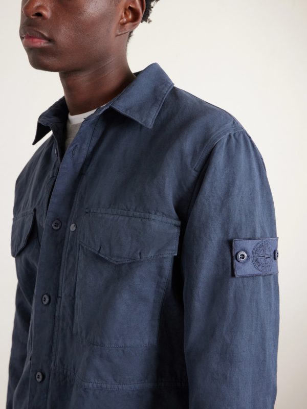 STONE ISLAND GHOST Garment-Dyed Cotton and Linen-Canvas Overshirt - CU STONE ISLAND GHOST Garment-Dyed Cotton and Linen-Canvas Overshirt - CU