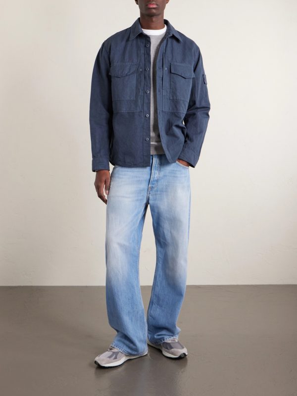 STONE ISLAND GHOST Garment-Dyed Cotton and Linen-Canvas Overshirt - OU STONE ISLAND GHOST Garment-Dyed Cotton and Linen-Canvas Overshirt - OU