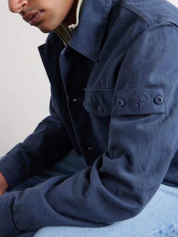 STONE ISLAND GHOST Linen-Blend Trucker Jacket - CU STONE ISLAND GHOST Linen-Blend Trucker Jacket - CU