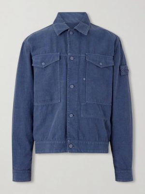 STONE ISLAND GHOST Linen-Blend Trucker Jacket STONE ISLAND GHOST Linen-Blend Trucker Jacket