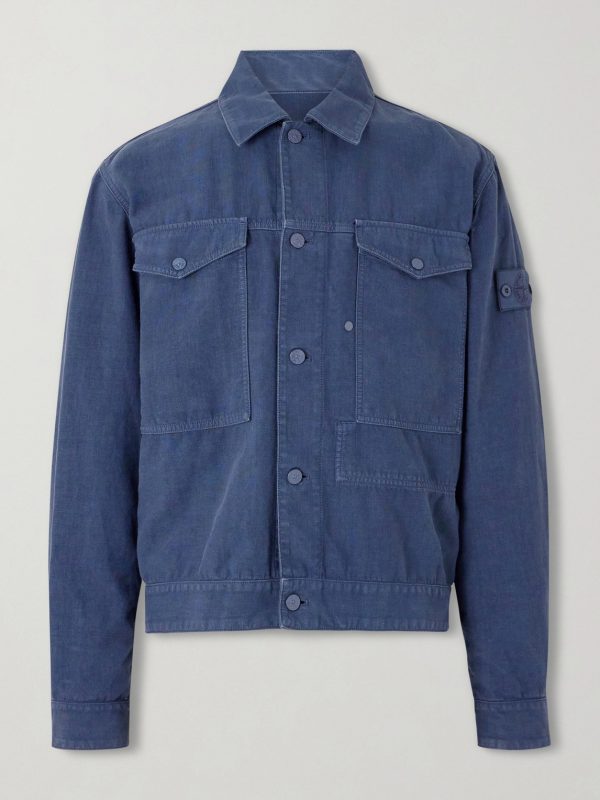 STONE ISLAND GHOST Linen-Blend Trucker Jacket STONE ISLAND GHOST Linen-Blend Trucker Jacket