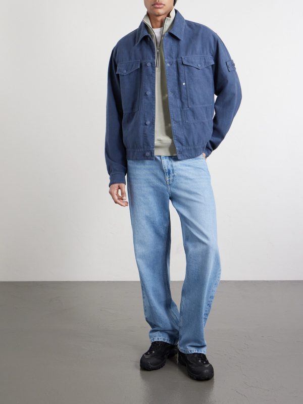 STONE ISLAND GHOST Linen-Blend Trucker Jacket - OU STONE ISLAND GHOST Linen-Blend Trucker Jacket - OU