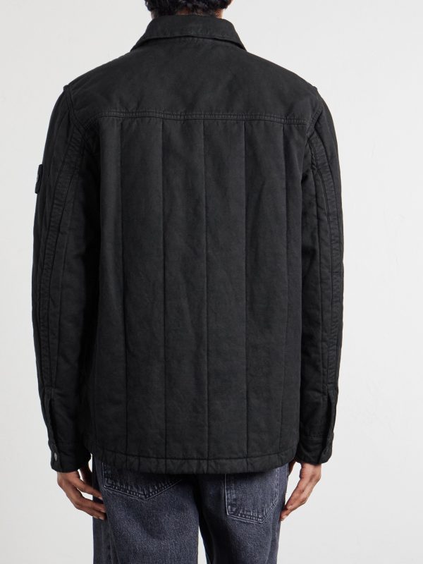 STONE ISLAND GHOST Appliquéd Padded Cotton and Linen-Blend Primaloft® Overshirt - BK STONE ISLAND GHOST Appliquéd Padded Cotton and Linen-Blend Primaloft® Overshirt - BK
