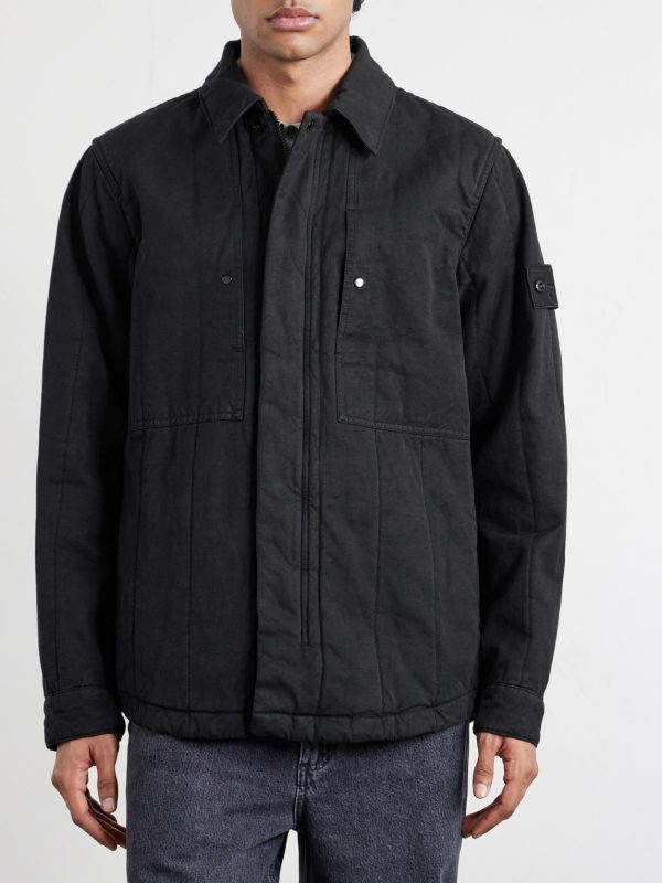 STONE ISLAND GHOST Appliquéd Padded Cotton and Linen-Blend Primaloft® Overshirt - FR STONE ISLAND GHOST Appliquéd Padded Cotton and Linen-Blend Primaloft® Overshirt - FR