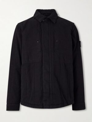 STONE ISLAND GHOST Appliquéd Padded Cotton and Linen-Blend Primaloft® Overshirt