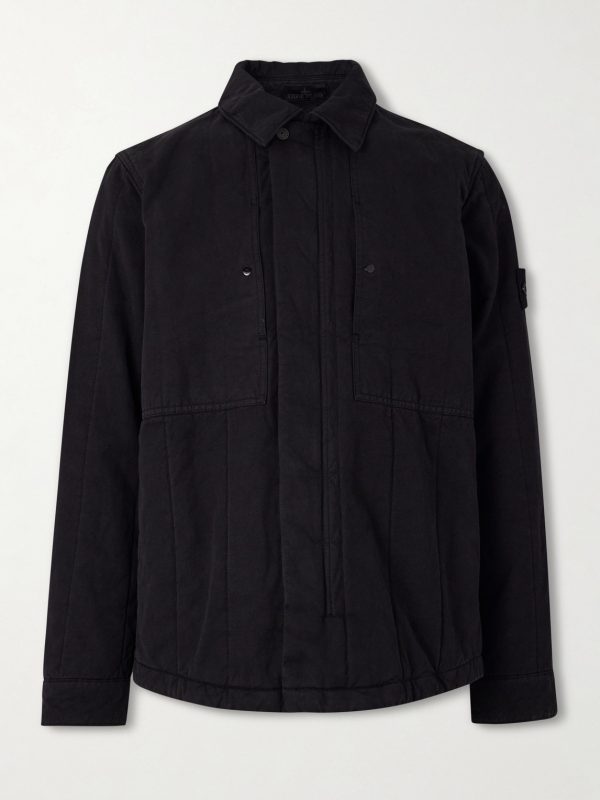 STONE ISLAND GHOST Appliquéd Padded Cotton and Linen-Blend Primaloft® Overshirt STONE ISLAND GHOST Appliquéd Padded Cotton and Linen-Blend Primaloft® Overshirt