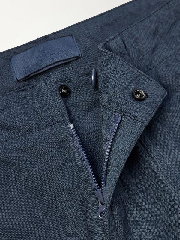 STONE ISLAND GHOST Straight-Leg Cotton and Linen-Blend Trousers - E1 STONE ISLAND GHOST Straight-Leg Cotton and Linen-Blend Trousers - E1