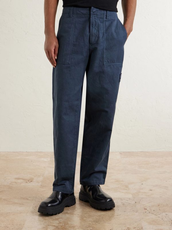 STONE ISLAND GHOST Straight-Leg Cotton and Linen-Blend Trousers - FR STONE ISLAND GHOST Straight-Leg Cotton and Linen-Blend Trousers - FR