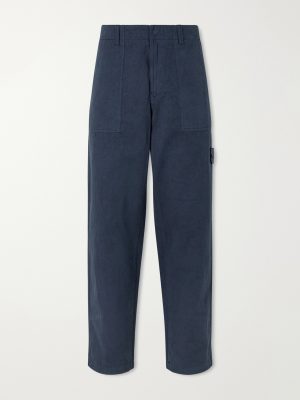 STONE ISLAND GHOST Straight-Leg Cotton and Linen-Blend Trousers STONE ISLAND GHOST Straight-Leg Cotton and Linen-Blend Trousers