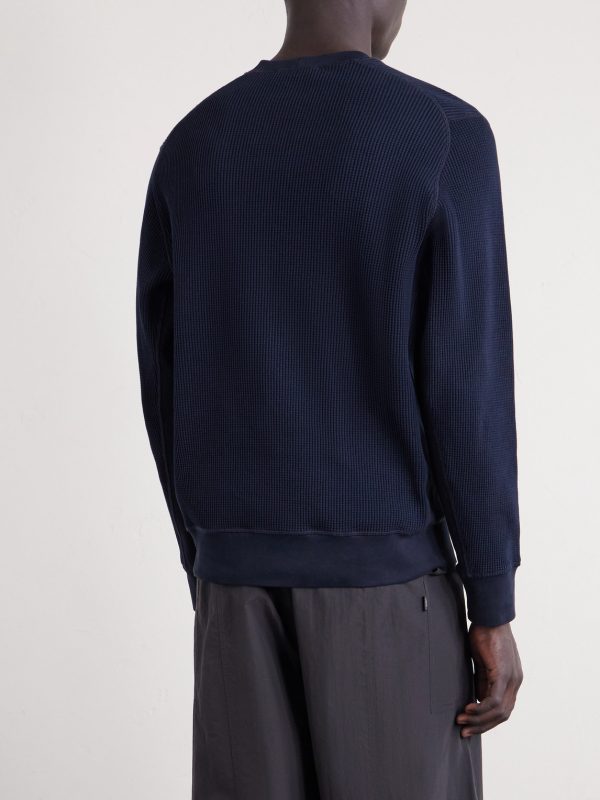 Waffle-Knit Organic Cotton Fleece Sweatshirt - BK Waffle-Knit Organic Cotton Fleece Sweatshirt - BK