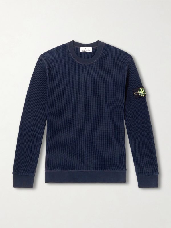 Waffle-Knit Organic Cotton Fleece Sweatshirt Waffle-Knit Organic Cotton Fleece Sweatshirt