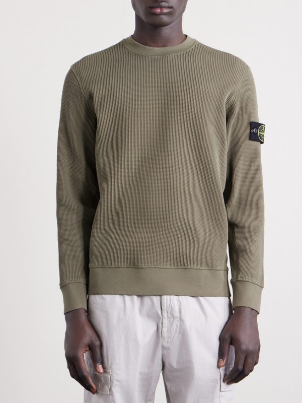 Waffle-Knit Organic Cotton Fleece Sweater - FR Waffle-Knit Organic Cotton Fleece Sweater - FR