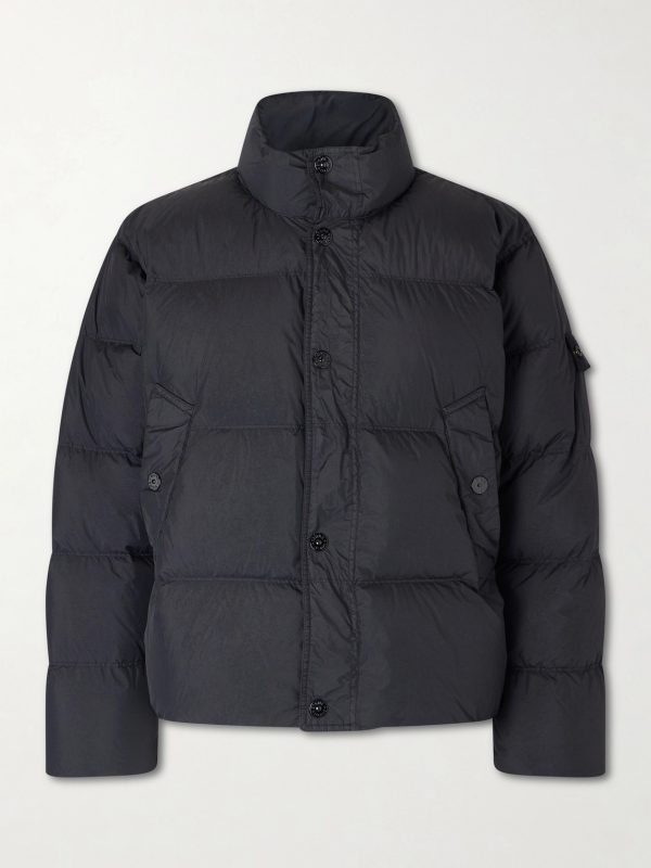 Quilted Crinkled Recycled-Nylon Down Jacket