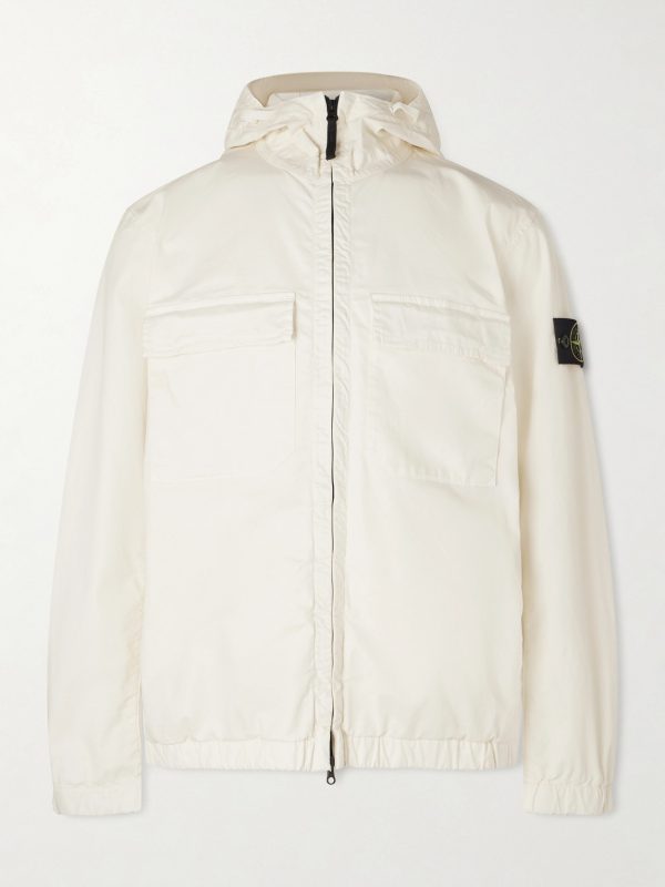 Organic Cotton-Blend Twill Hooded Jacket