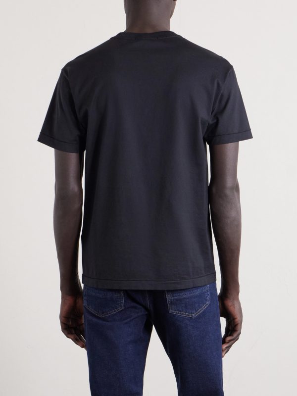 Logo-Appliquéd Garment-Dyed Cotton-Jersey T-Shirt - BK