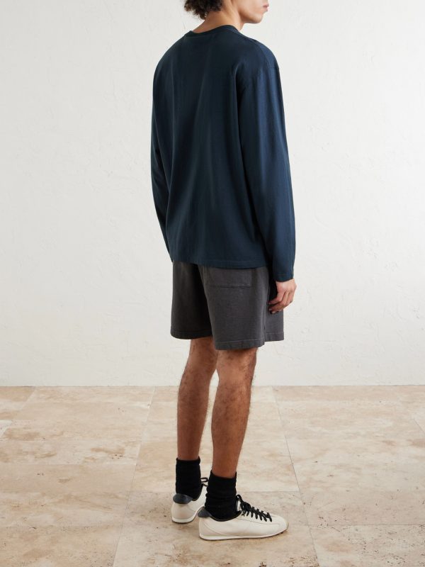Straight-Leg Garment-Dyed Malfilé Cotton Fleece Shorts - BK Straight-Leg Garment-Dyed Malfilé Cotton Fleece Shorts - BK