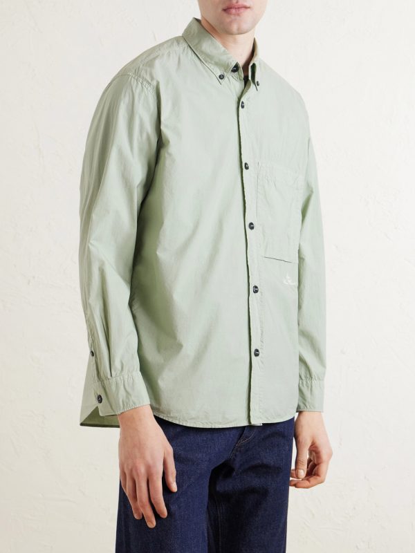 Button-Down Collar Logo-Embroidered Organic Cotton-Tela Shirt - FR Button-Down Collar Logo-Embroidered Organic Cotton-Tela Shirt - FR