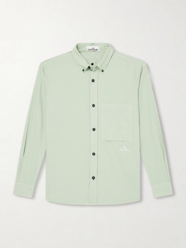 Button-Down Collar Logo-Embroidered Organic Cotton-Tela Shirt Button-Down Collar Logo-Embroidered Organic Cotton-Tela Shirt