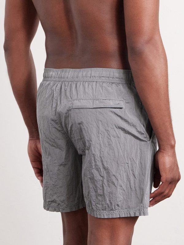 Straight-Leg Mid-Length ECONYL® Nylon Metal Swim Shorts - BK Straight-Leg Mid-Length ECONYL® Nylon Metal Swim Shorts - BK