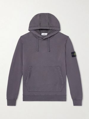 Logo-Appliquéd Garment-Dyed Cotton-Fleece Hoodie