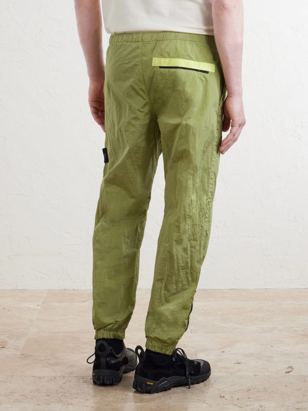 Tapered Crinkled Recycled-Nylon Metal Trousers - BK