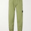 Tapered Crinkled Recycled-Nylon Metal Trousers