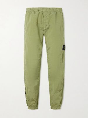 Tapered Crinkled Recycled-Nylon Metal Trousers
