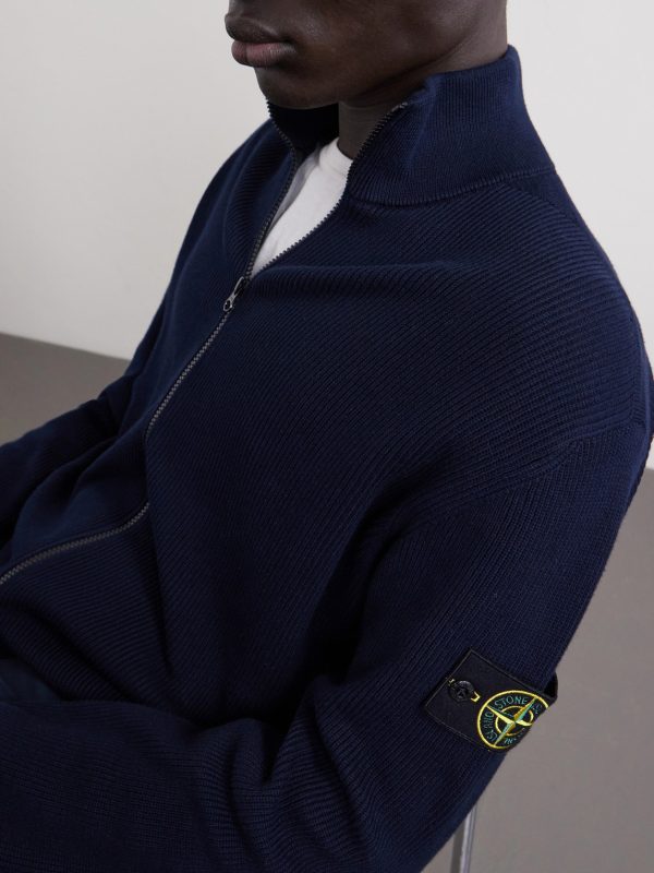 Ribbed-Knit Organic Cotton Zip-Up Cardigan - CU