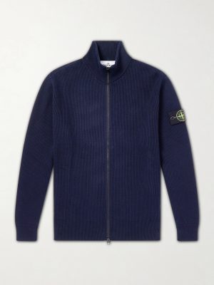 Ribbed-Knit Organic Cotton Zip-Up Cardigan