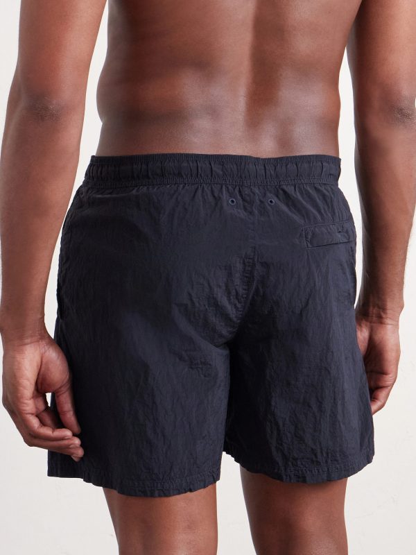Straight-Leg Mid-Length ECONYL® Nylon Metal Swim Shorts - BK Straight-Leg Mid-Length ECONYL® Nylon Metal Swim Shorts - BK