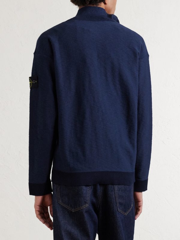 Cotton-Blend Half-Zip Sweater - BK