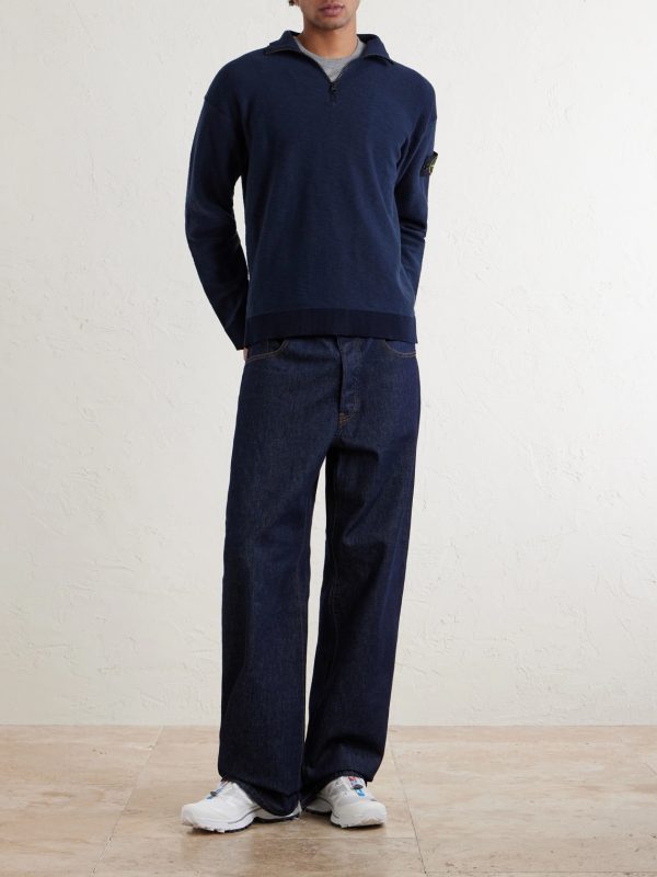 Cotton-Blend Half-Zip Sweater - OU