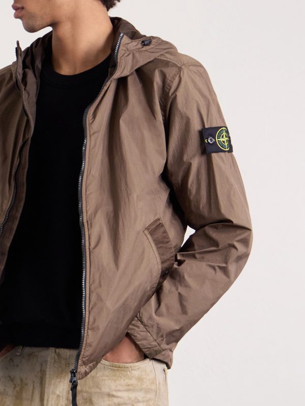 Garment-Dyed Crinkled Recycled-Nylon Parka - E1