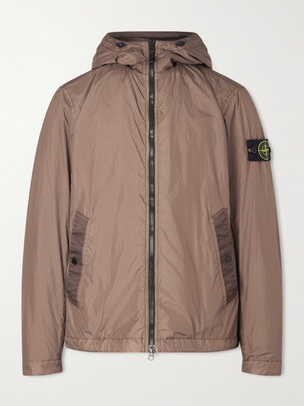 Garment-Dyed Crinkled Recycled-Nylon Parka