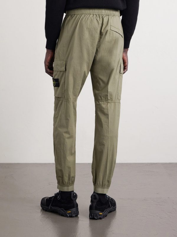 Tapered Organic Cotton-Blend Twill Cargo Trousers - BK