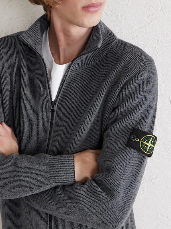 Ribbed Cotton-Blend Bouclè Zip-Up Cardigan - CU Ribbed Cotton-Blend Bouclè Zip-Up Cardigan - CU