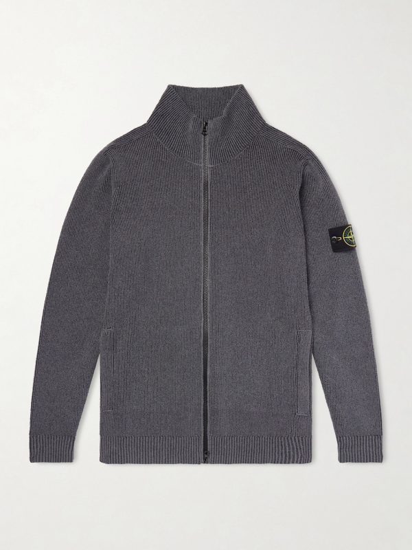 Ribbed Cotton-Blend Bouclè Zip-Up Cardigan Ribbed Cotton-Blend Bouclè Zip-Up Cardigan